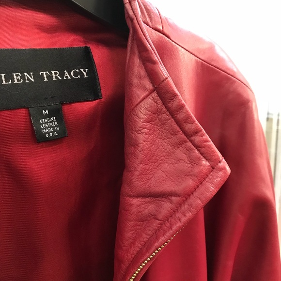 Ladies red leather coat - Picture 4 of 6